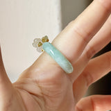16.8mm A-Grade Natural Moss On Snow Jadeite Joseon Ring Band (Osmanthus Flower) No.162628