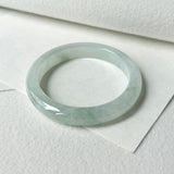 54.5mm A-Grade Natural Light Green Jadeite Modern Round Bangle No.152094
