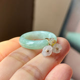 16.8mm A-Grade Natural Moss On Snow Jadeite Joseon Ring Band (Osmanthus Flower) No.162628