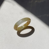 17.2mm A-Grade Natural Yellow White Jadeite Ring Band No. 161861
