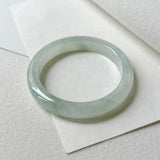 54.5mm A-Grade Natural Light Green Jadeite Modern Round Bangle No.152094