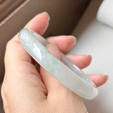 54.5mm A-Grade Natural Light Green Jadeite Modern Round Bangle No.152094