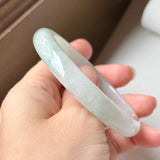 54.5mm A-Grade Natural Light Green Jadeite Modern Round Bangle No.152094