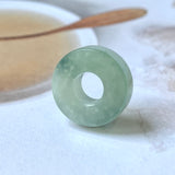 A-Grade Natural Bluish Green Floral Jadeite Donut Pendant No.172104
