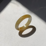 17.2mm A-Grade Natural Yellow White Jadeite Ring Band No. 161861