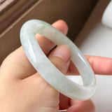 54.5mm A-Grade Natural Light Green Jadeite Modern Round Bangle No.152094