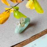 16.8mm A-Grade Natural Moss On Snow Jadeite Joseon Ring Band (Osmanthus Flower) No.162629
