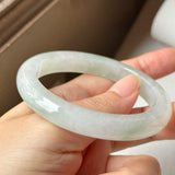 54.5mm A-Grade Natural Light Green Jadeite Modern Round Bangle No.152094