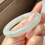 54.5mm A-Grade Natural Light Green Jadeite Modern Round Bangle No.152094