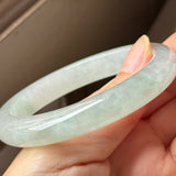 54.5mm A-Grade Natural Light Green Jadeite Modern Round Bangle No.152094