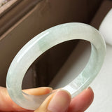 54.5mm A-Grade Natural Light Green Jadeite Modern Round Bangle No.152094