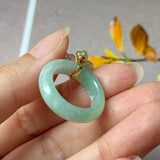 16.8mm A-Grade Natural Moss On Snow Jadeite Joseon Ring Band (Osmanthus Flower) No.162629
