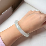 54.5mm A-Grade Natural Light Green Jadeite Modern Round Bangle No.152094