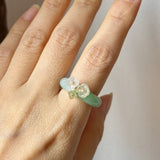 16.8mm A-Grade Natural Moss On Snow Jadeite Joseon Ring Band (Osmanthus Flower) No.162629