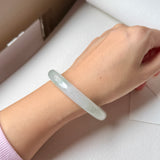 54.5mm A-Grade Natural Light Green Jadeite Modern Round Bangle No.152094