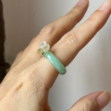 16.8mm A-Grade Natural Moss On Snow Jadeite Joseon Ring Band (Osmanthus Flower) No.162629
