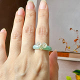 16.8mm A-Grade Natural Moss On Snow Jadeite Joseon Ring Band (Osmanthus Flower) No.162629