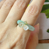 16.8mm A-Grade Natural Moss On Snow Jadeite Joseon Ring Band (Osmanthus Flower) No.162629