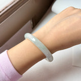 54.5mm A-Grade Natural Light Green Jadeite Modern Round Bangle No.152094