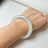 54.5mm A-Grade Natural Light Green Jadeite Modern Round Bangle No.152094