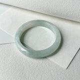 55mm A-Grade Natural Light Green Jadeite Modern Round Bangle No.152095
