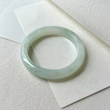 55mm A-Grade Natural Light Green Jadeite Modern Round Bangle No.152095