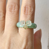 16.9mm A-Grade Natural Moss On Snow Jadeite Joseon Ring Band (Osmanthus Flower) No.162630