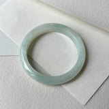 55mm A-Grade Natural Light Green Jadeite Modern Round Bangle No.152095