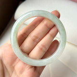55mm A-Grade Natural Light Green Jadeite Modern Round Bangle No.152095