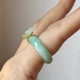 16.9mm A-Grade Natural Moss On Snow Jadeite Joseon Ring Band (Osmanthus Flower) No.162630