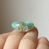 16.9mm A-Grade Natural Moss On Snow Jadeite Joseon Ring Band (Osmanthus Flower) No.162630