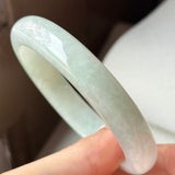 55mm A-Grade Natural Light Green Jadeite Modern Round Bangle No.152095