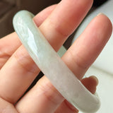 55mm A-Grade Natural Light Green Jadeite Modern Round Bangle No.152095