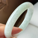 55mm A-Grade Natural Light Green Jadeite Modern Round Bangle No.152095
