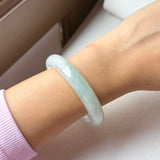 55mm A-Grade Natural Light Green Jadeite Modern Round Bangle No.152095