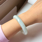 55mm A-Grade Natural Light Green Jadeite Modern Round Bangle No.152095