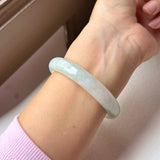 55mm A-Grade Natural Light Green Jadeite Modern Round Bangle No.152095