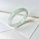 53mm A-Grade Natural Light Green Jadeite Modern Round Bangle No.152096