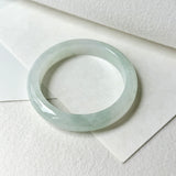 53mm A-Grade Natural Light Green Jadeite Modern Round Bangle No.152096