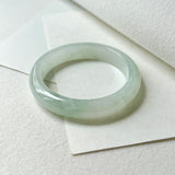 53mm A-Grade Natural Light Green Jadeite Modern Round Bangle No.152096