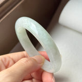 53mm A-Grade Natural Light Green Jadeite Modern Round Bangle No.152096