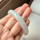 53mm A-Grade Natural Light Green Jadeite Modern Round Bangle No.152096