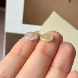 Icy A-Grade Natural Yellow White Jadeite Donut Stud Earrings No. 180942