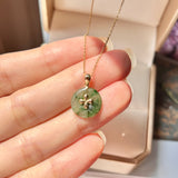 SOLD OUT: A-Grade Floral Imperial Green Jadeite Donut Pendant (Lilac Flower) No.172076
