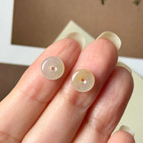 Icy A-Grade Natural Yellow White Jadeite Donut Stud Earrings No. 180942