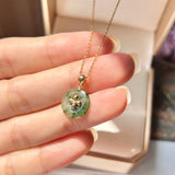 SOLD OUT: A-Grade Floral Imperial Green Jadeite Donut Pendant (Lilac Flower) No.172076
