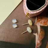 Icy A-Grade Natural Yellow White Jadeite Donut Stud Earrings No. 180942
