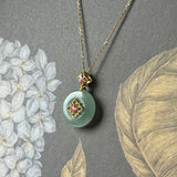A-Grade Natural Greenish Blue Jadeite Donut Peranakan Tile Pendant No.172639