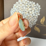 A-Grade Natural Greenish Blue Jadeite Donut Peranakan Tile Pendant No.172639