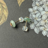 A-Grade Natural Greenish Blue Jadeite Donut Peranakan Tile Earring No.180859